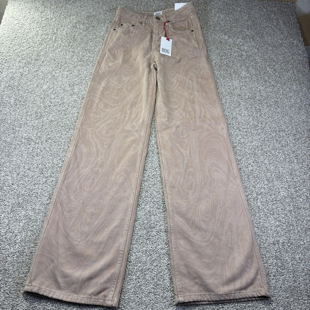 BDG Puddle Super High Waist Wide Leg Jeans Womens 24W Pink Marble Denim 74820564
